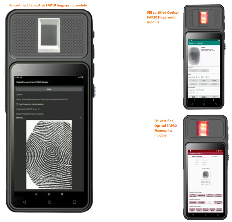 Androidi biomeetriline vöötkoodi skanner