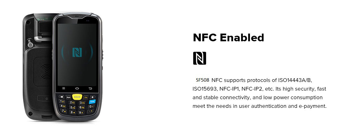 Lettore di codici a barre NFC
